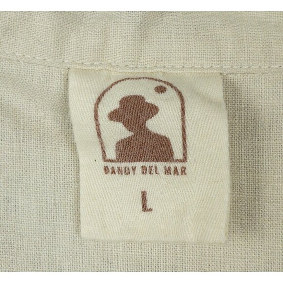 Dandy Del Mar Brisa Shirt Men's Large Linen Floral Embroidered Guayabera Camp - Picture 3 of 13